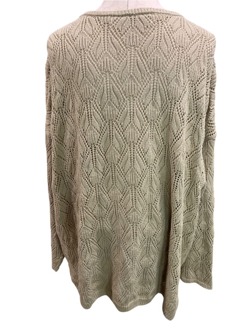 Size 3X peace love world Womens Taupe Loose Knit V-Neck Sweater