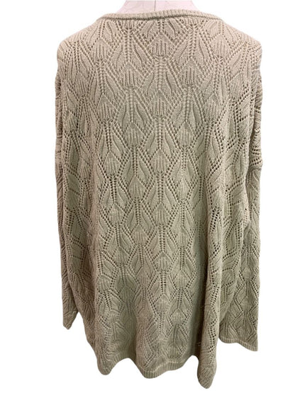 Size 3X peace love world Womens Taupe Loose Knit V-Neck Sweater
