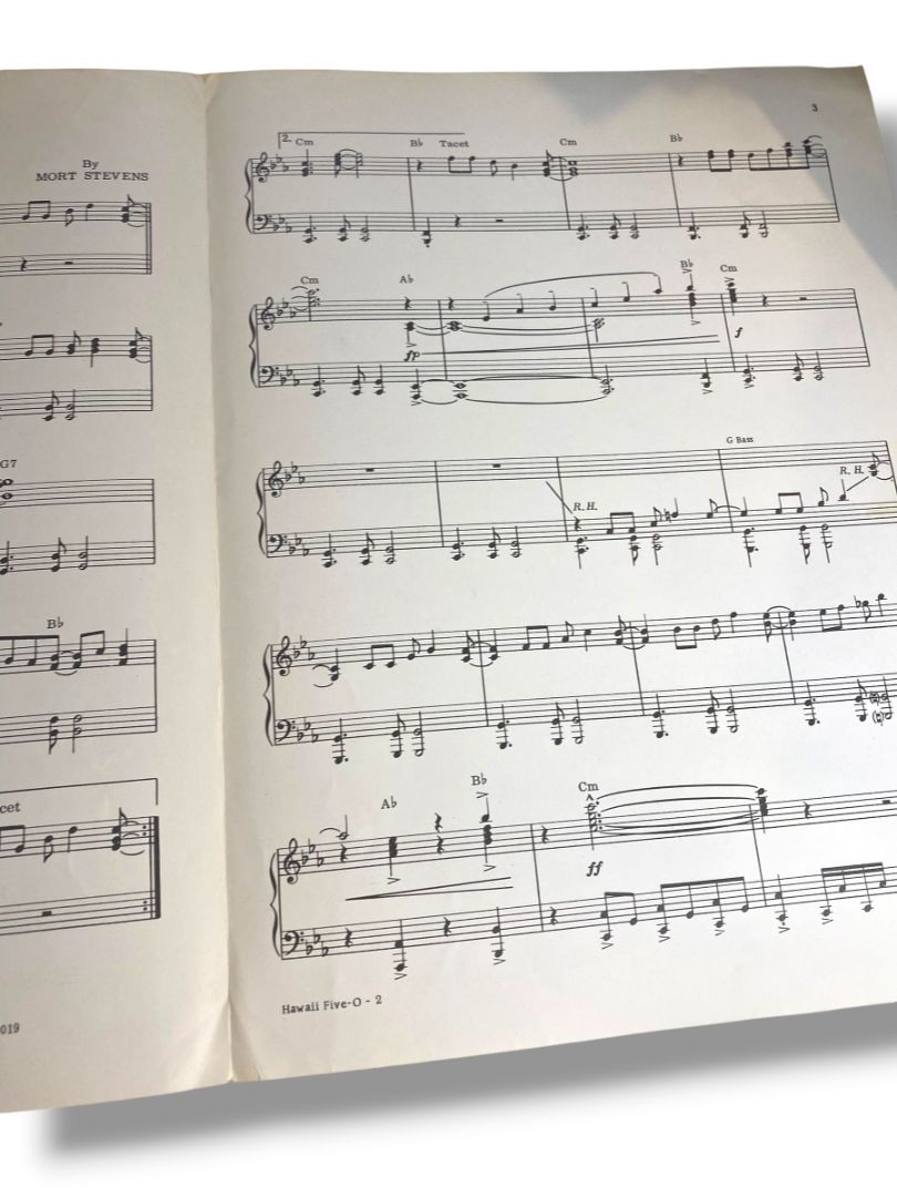 1969 Hawaii Five-O Sheet Music Mort Stevens April Music Inc