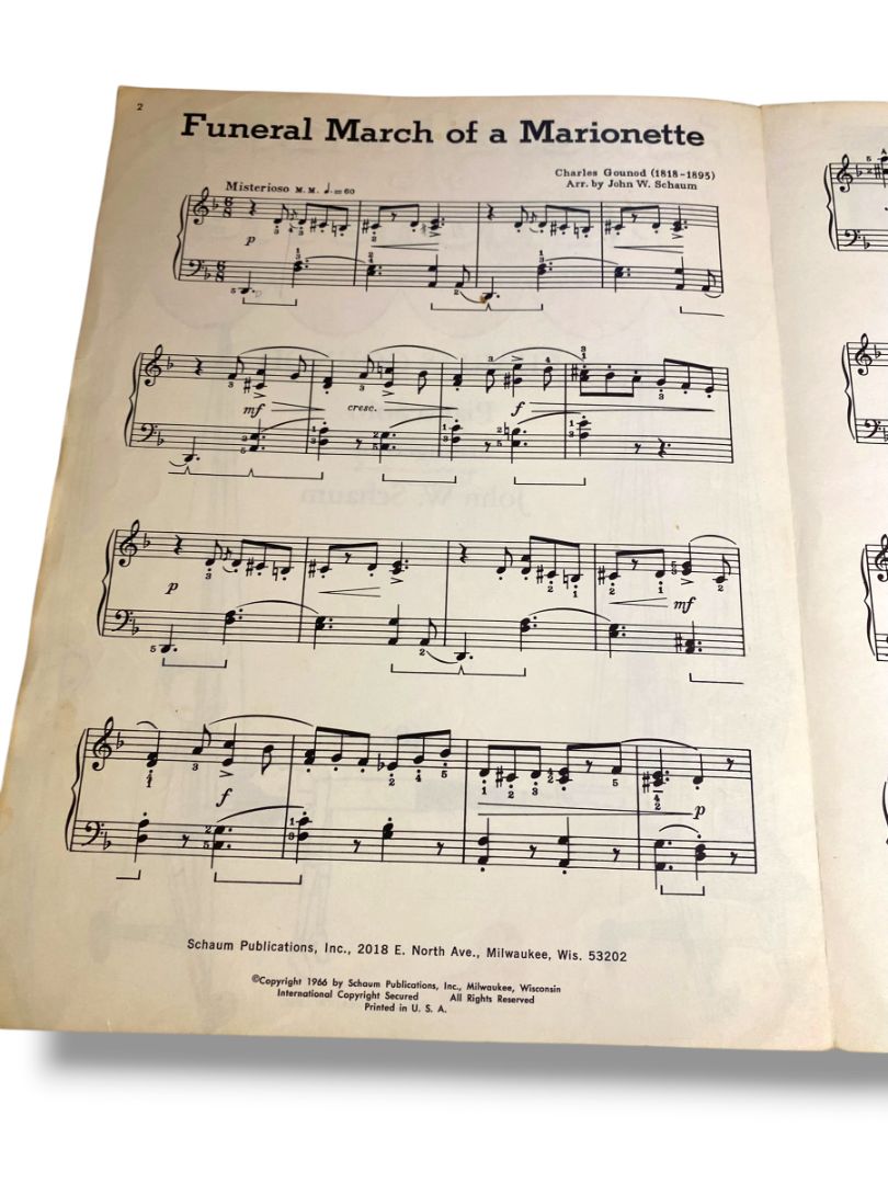 1966 Funeral March of the Marionette Sheet Music Charles Gounod Piano Solo
