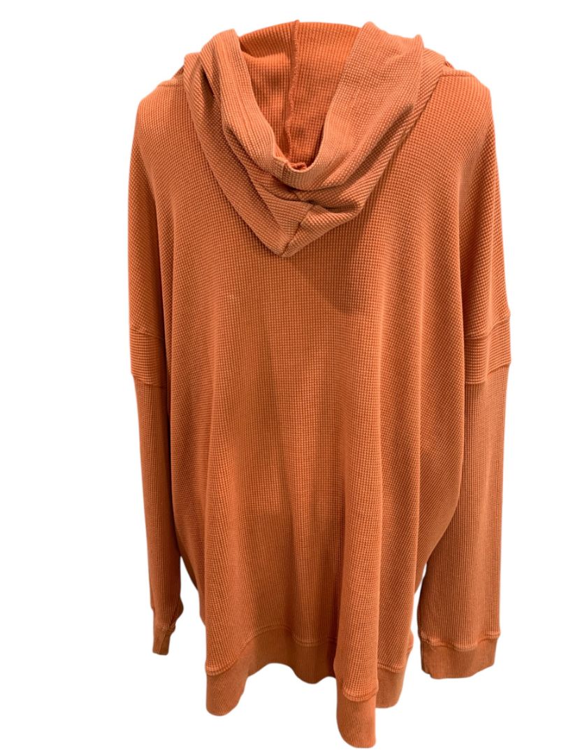 Size 3X Belle by Kim Gravel Womens Orange Waffle Weave Hoodie Pullover
