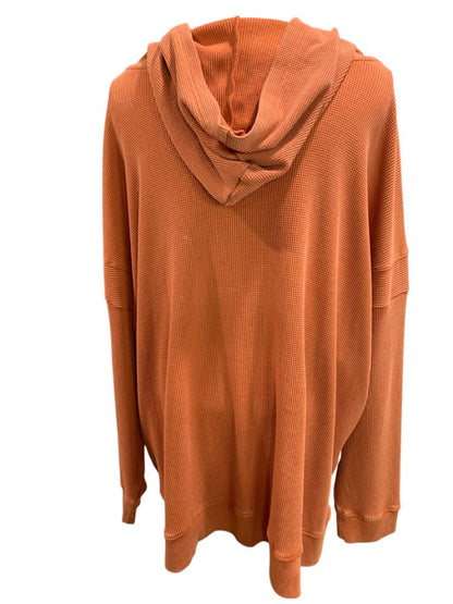 Size 3X Belle by Kim Gravel Womens Orange Waffle Weave Hoodie Pullover