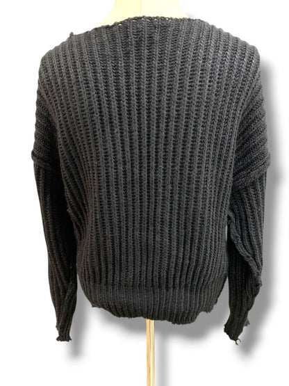 Small Mustard Seed Womens Black Cardigan Sweater O-Ring Buckle