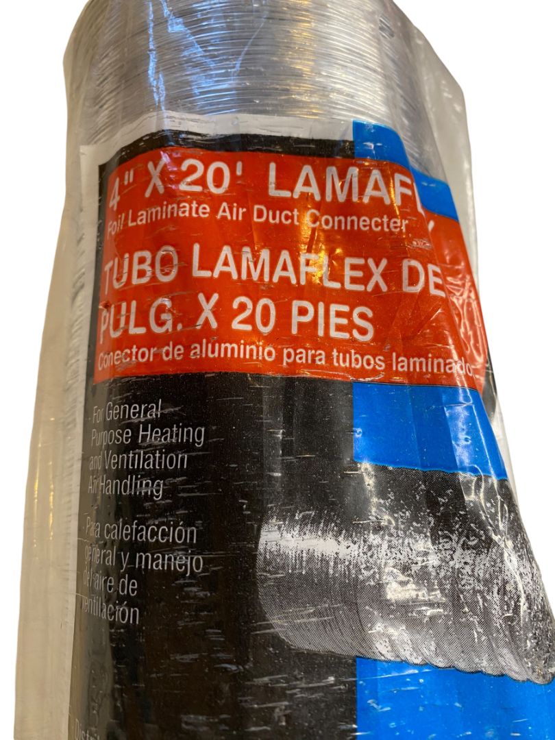 Lambro Lamaflex Foil Flexible Duct 4" x 20" No 620 New