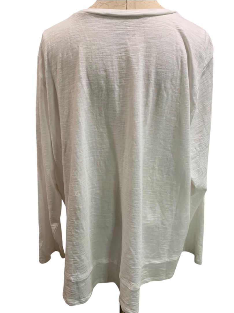 Size 3X Studio Park Womens White Long Sleeve Tshirt Slub Cotton