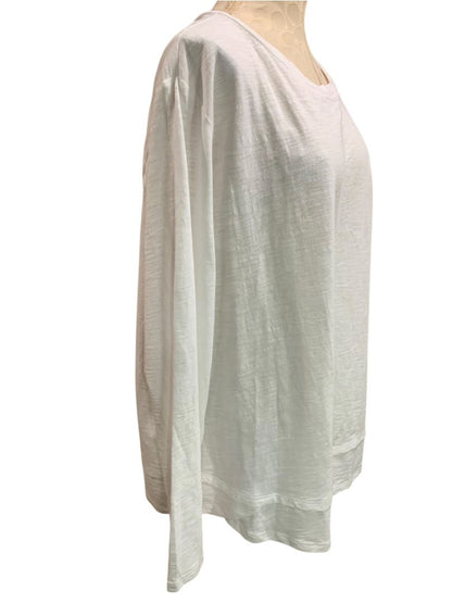 Size 3X Studio Park Womens White Long Sleeve Tshirt Slub Cotton