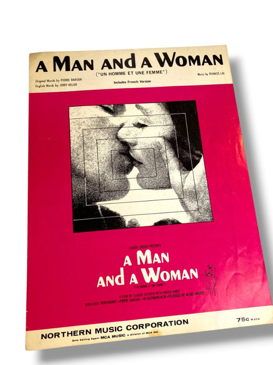 1966 A Man and A Woman Sheet Music Barouh Keller Includes French Version