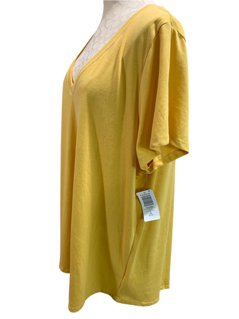 Size 3X Torrid Classic Fit New Womens Tshirt Gold Yellow V-Neck