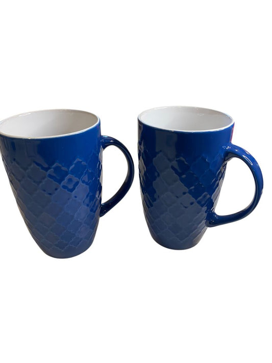 ArmorArc Set of 2 Large 16 oz Tall Mug Diamond Pattern Dishwasher Microwave Safe