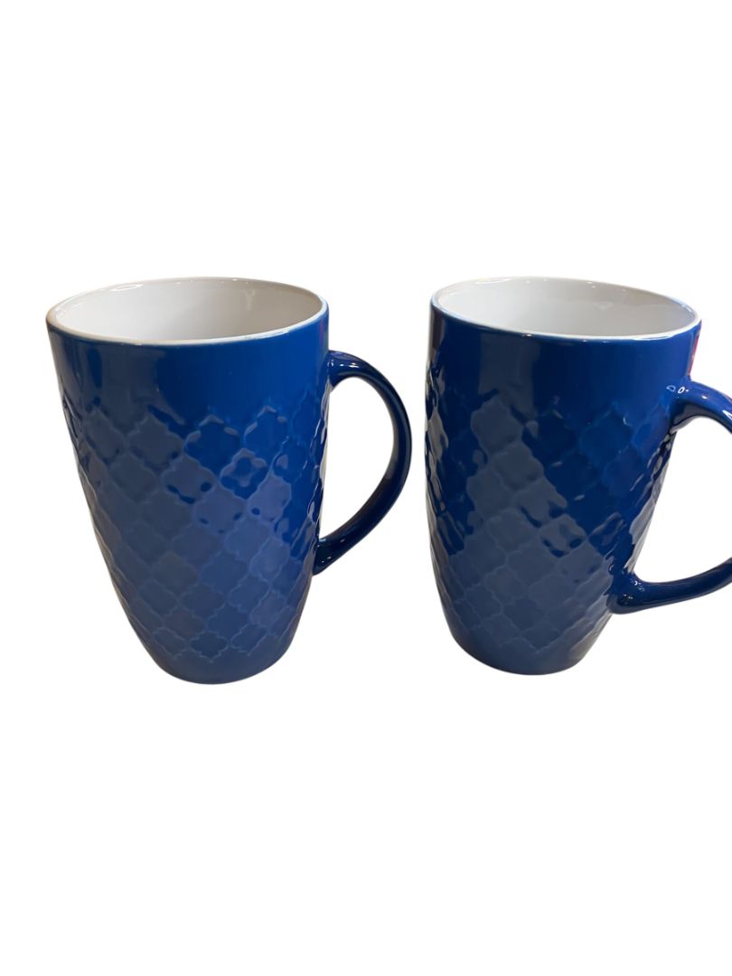 ArmorArc Set of 2 Large 16 oz Tall Mug Diamond Pattern Dishwasher Microwave Safe