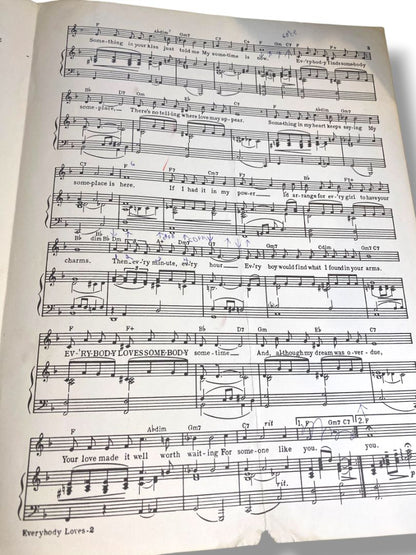 1958 Everybody Loves Somebody Sheet Music Taylor Lane Sands Music Dean Martin