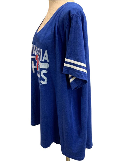 Size 4X Womens Blue Philadelpha Phillies V-Neck Tshirt Soft as a Grape