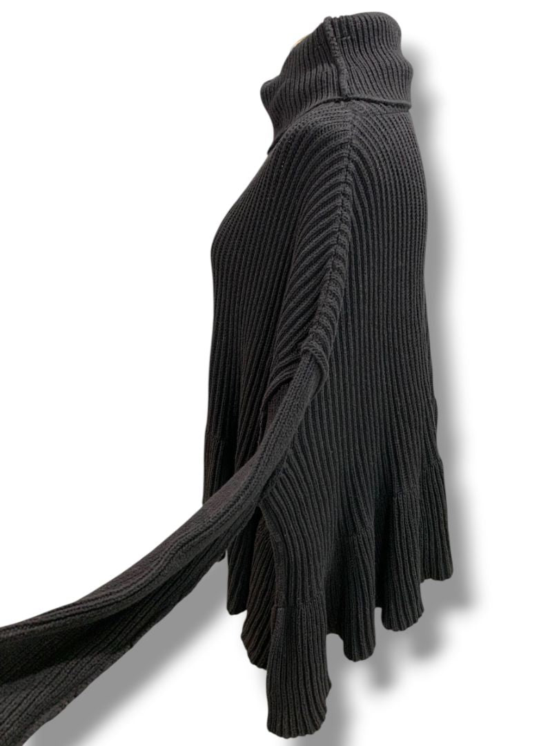 Medium Free People Womens Black Oversize Turtleneck Sweater Layer Cake