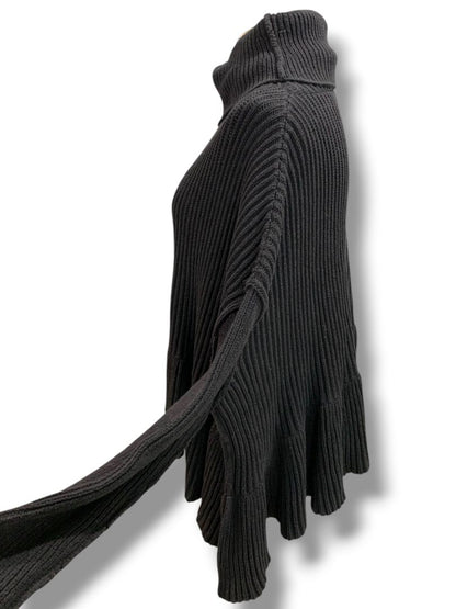 Medium Free People Womens Black Oversize Turtleneck Sweater Layer Cake