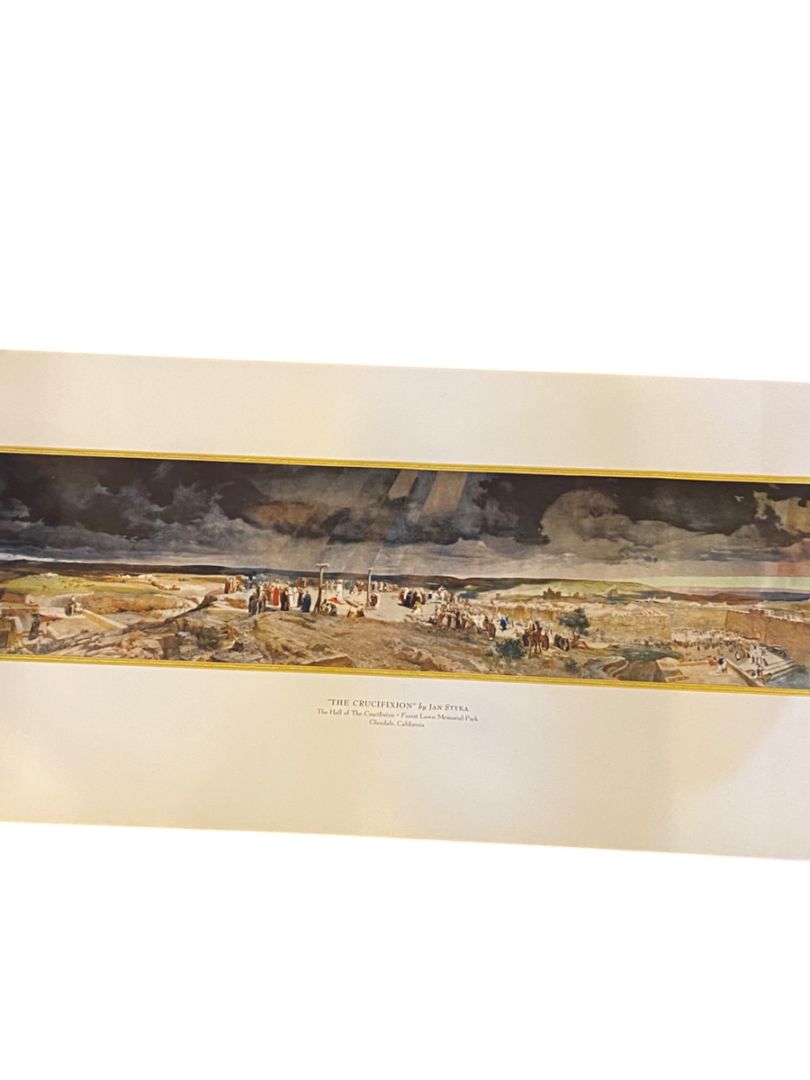 Vintage Lithograph The Cruxifixion by Jan Styka 38" x 15.25" Print