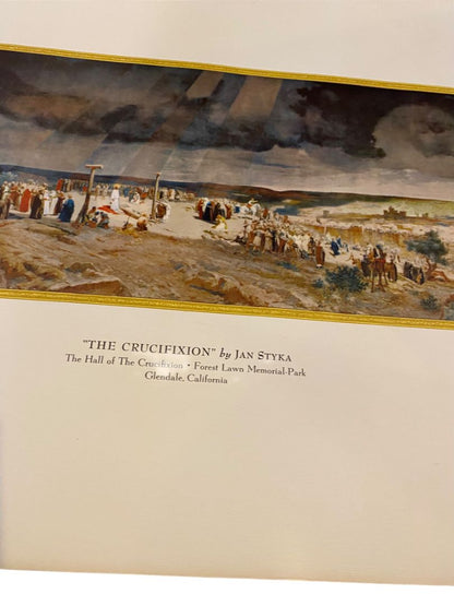 Vintage Lithograph The Cruxifixion by Jan Styka 38" x 15.25" Print