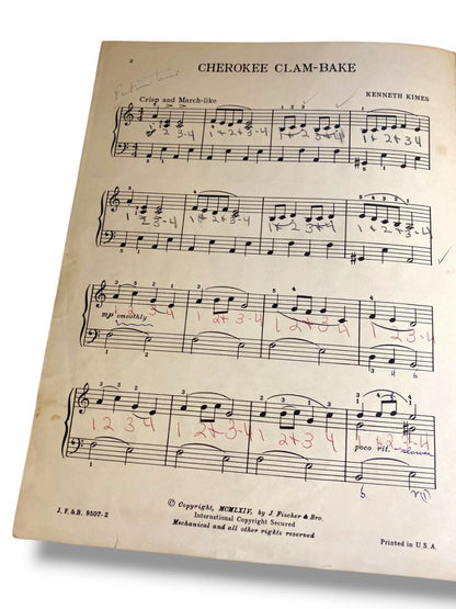 1964 Cherokee Clam-Bake Sheet Music by Kenneth Kimes No 9507 J Fischer & Bro