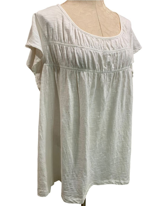 Size 3X (26/28) Lane Bryant Womens White Smocked Tshirt