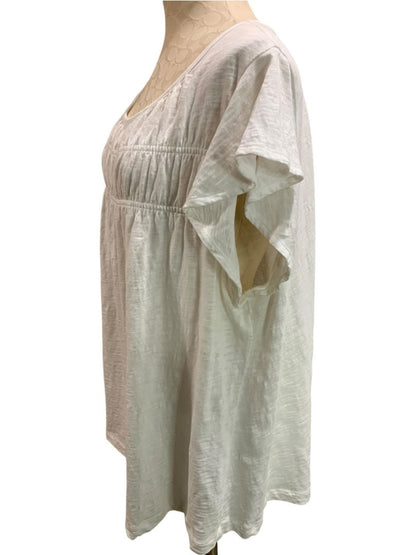 Size 3X (26/28) Lane Bryant Womens White Smocked Tshirt