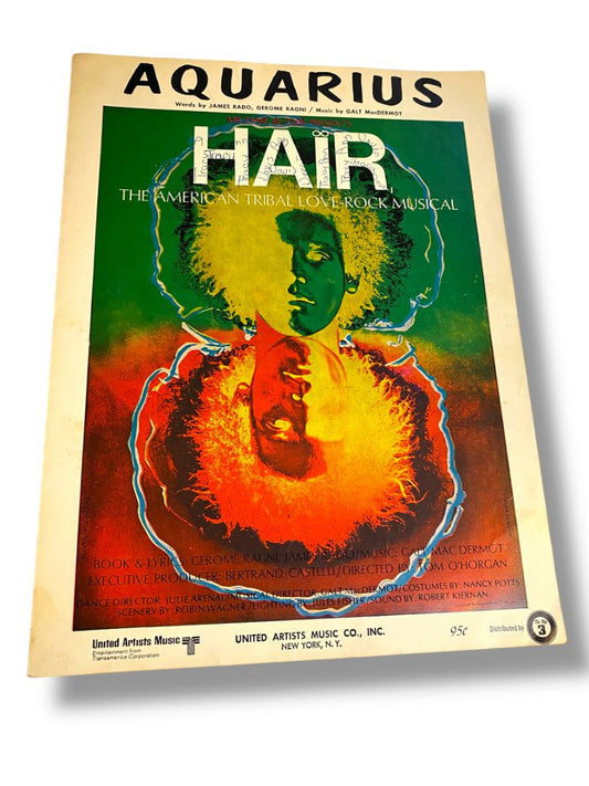 1968 Hair Aquarius Sheet Music United Artists Music C James Rado Gerome Ragni