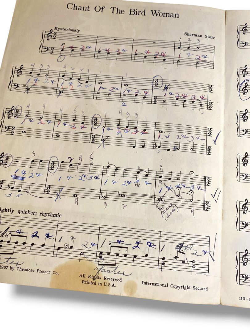 1967 Chant of the Bird Woman Sheet Music A Piano Solo by Sherman Storr