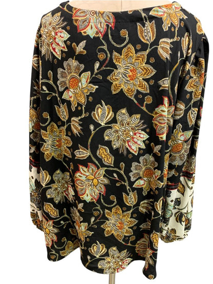 Size 3X Belle by Kim Gravel Boho Womens Pullover Blouse Retro Floral