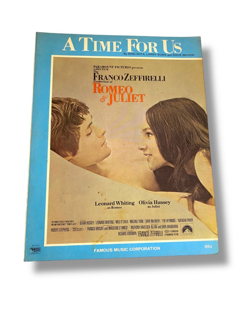 1968 Sheet Music A Time for Us Romeo & Juliet Nino Rota Larry Kusik Eddie Snyder