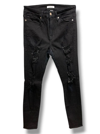 Size 8 Good American Womens Black Distressed Jeans Denim Stretch