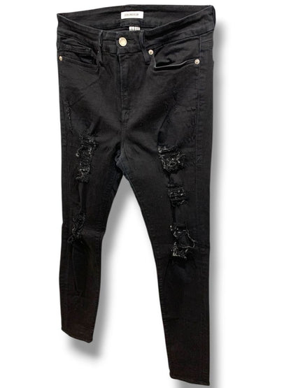 Size 8 Good American Womens Black Distressed Jeans Denim Stretch