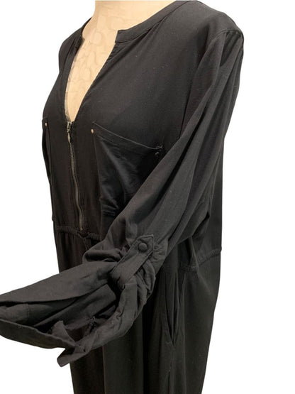Size 3X Torrid Black Pullover Dress Drawstring Waist Pockets Roll Tab