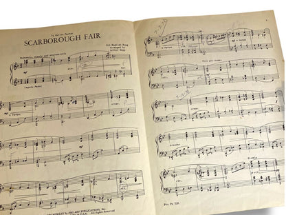 Vintage Sheet Music Scarborough Fair Piano Solo Arthur Zep Old English Song