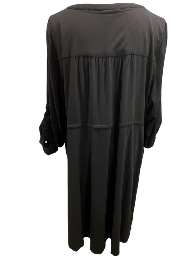 Size 3X Torrid Black Pullover Dress Drawstring Waist Pockets Roll Tab