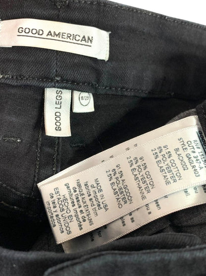 Size 8 Good American Womens Black Distressed Jeans Denim Stretch
