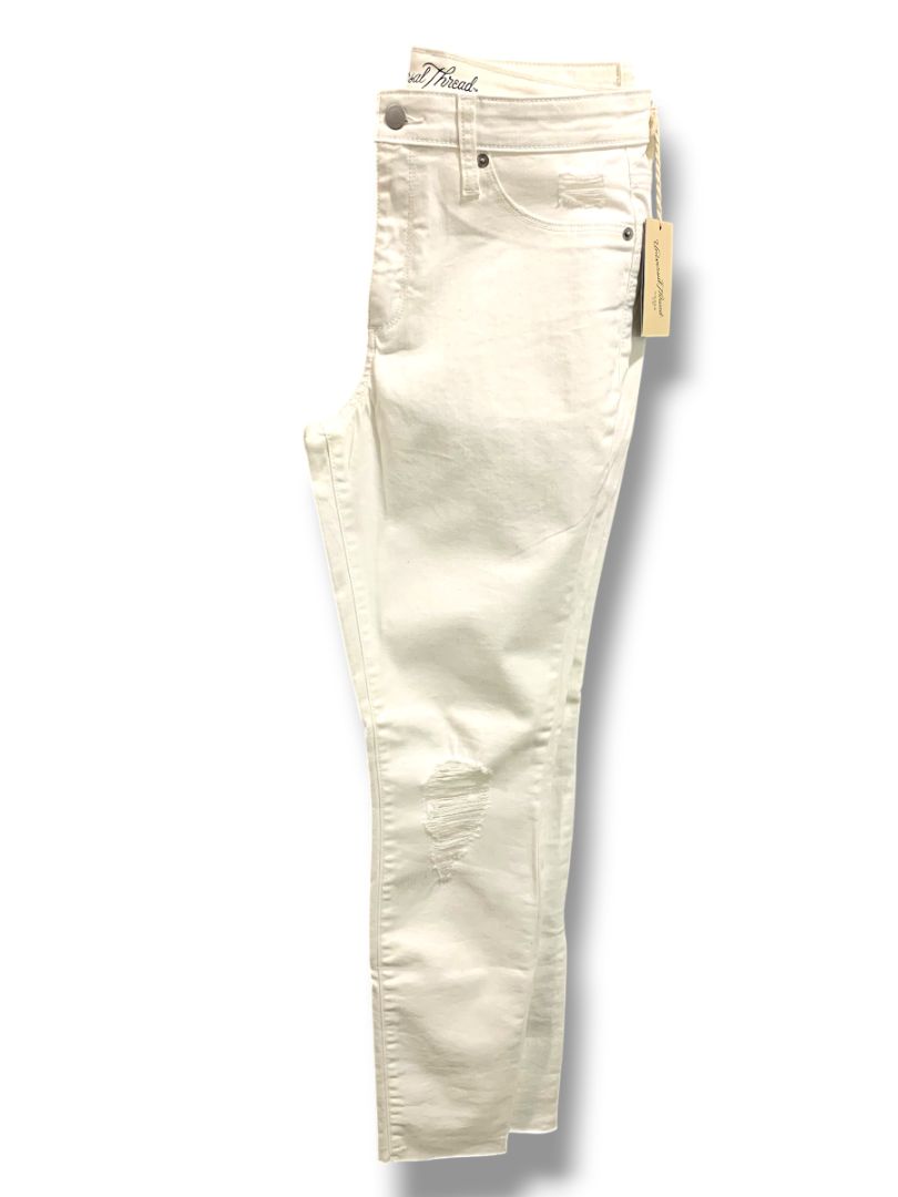 Size 8 Univeral Thread Womens New White Distressed Jeans Raw Hem