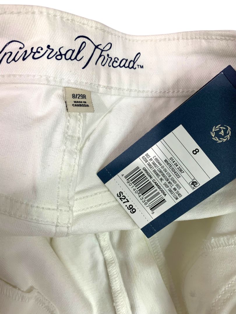 Size 8 Univeral Thread Womens New White Distressed Jeans Raw Hem