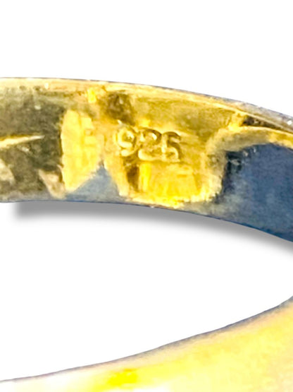 Vintage Size 9 Sterling Silver Ring Funky Unfinished 21mm Stone Clear Blue