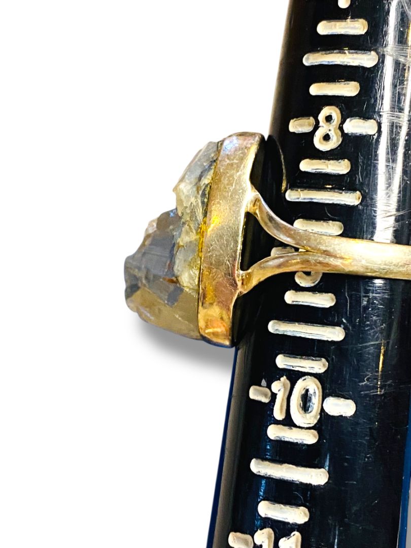 Vintage Size 9 Sterling Silver Ring Funky Unfinished 21mm Stone Clear Blue