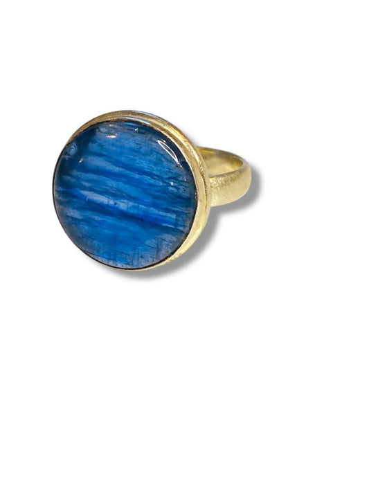 Vintage Size 8.5 Sterling Silver Ring 16mm Tanzanite Blue