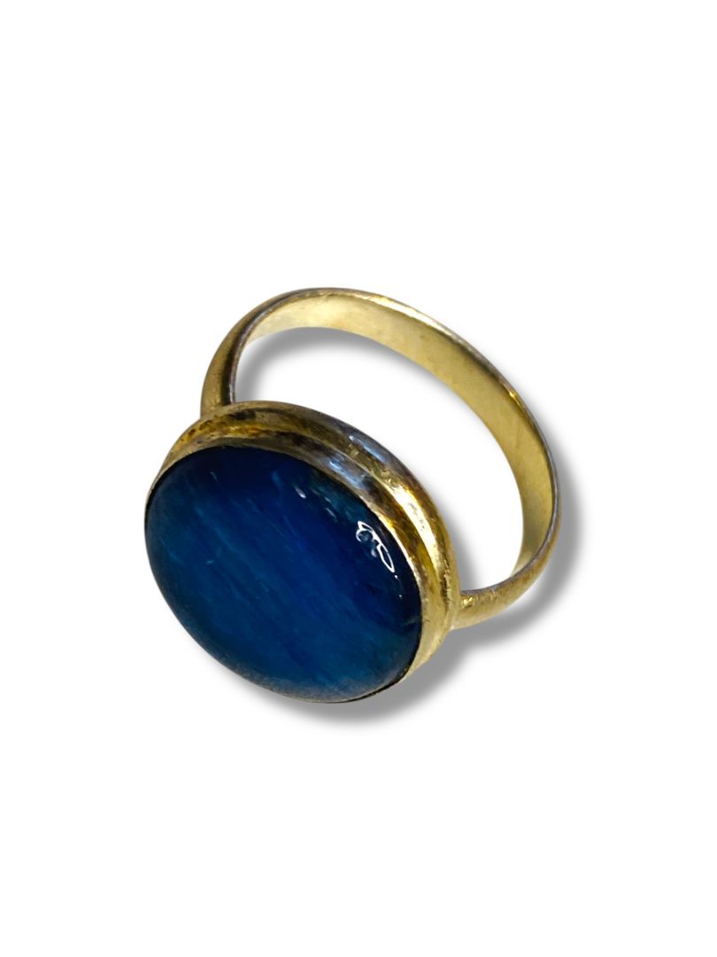 Vintage Size 8.5 Sterling Silver Ring 16mm Tanzanite Blue