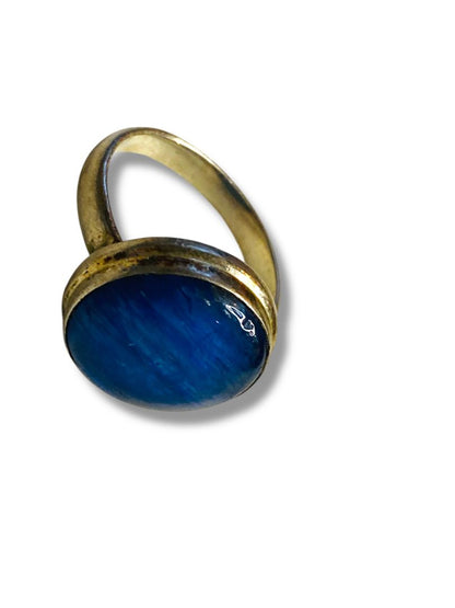 Vintage Size 8.5 Sterling Silver Ring 16mm Tanzanite Blue