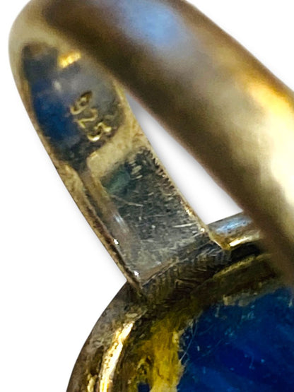 Vintage Size 8.5 Sterling Silver Ring 16mm Tanzanite Blue