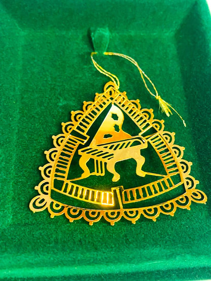 1985 Goldtone Christmas Ornament Piano Dimensional 2.5" In Box New Tamerlane