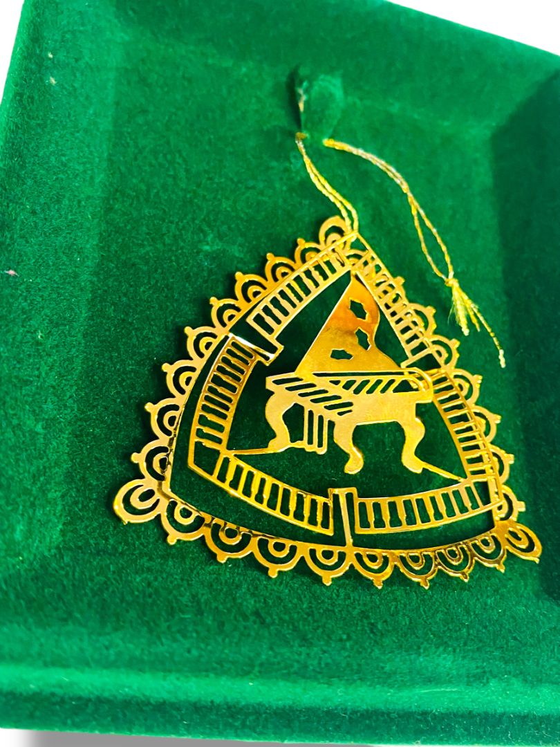 1985 Goldtone Christmas Ornament Piano Dimensional 2.5" In Box New Tamerlane