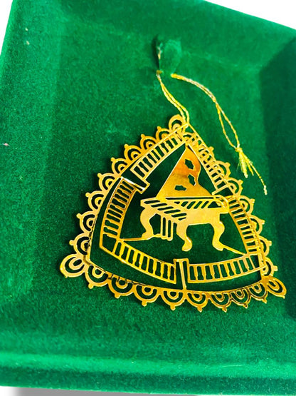 1985 Goldtone Christmas Ornament Piano Dimensional 2.5" In Box New Tamerlane