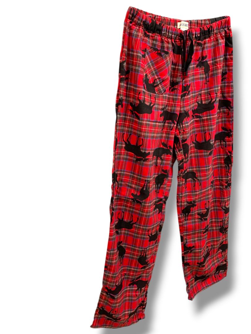 Size Small Little Blue House Womens Red Plaid Moose PJ Pajama Pants Flannel