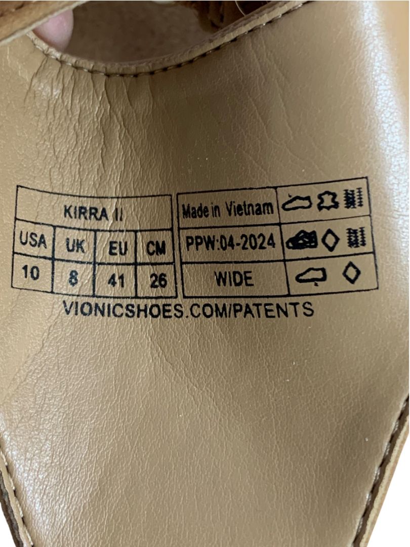 Size 10 Vionic Kirra II Womens Thong Sandals Camel Brown Nubuck