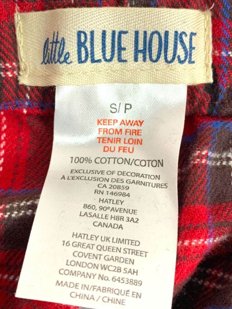 Size Small Little Blue House Womens Red Plaid Moose PJ Pajama Pants Flannel