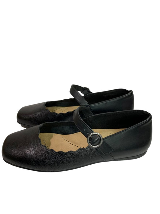 Size 10WW Trotters Extra Wide Womens Black Leather Mary Jane Flat Shoes