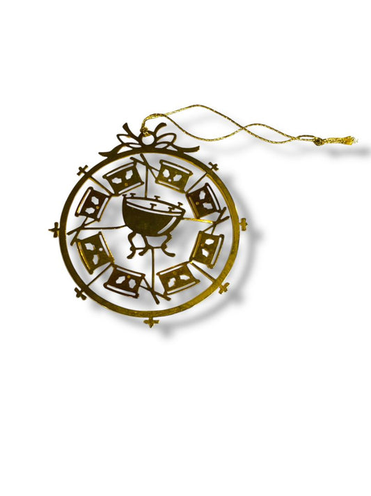 Vintage Goldtone Christmas Ornament Drum Percussion 2.6" Lightweight