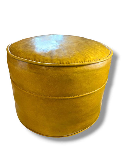 MidCentury Ottoman Hassock Mustard Yellow Footstool 14" Diameter x 11"h